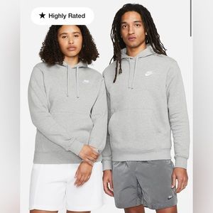 Grey Nike Sportswear Club Fleece Pullover Hoodie